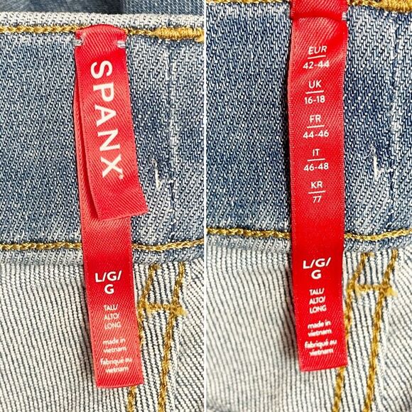 NWT SPANX Flare Jeans Size Large Tall Stonewashed Blue Pull-On Stretch Denim NEW - Picture 11 of 13